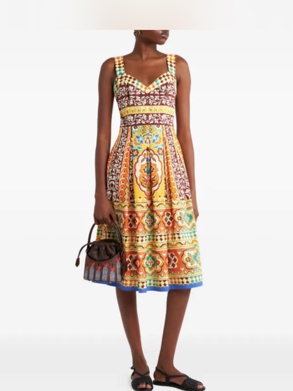 Etro printed midi dress with multicolored geometric and floral motifs size 38